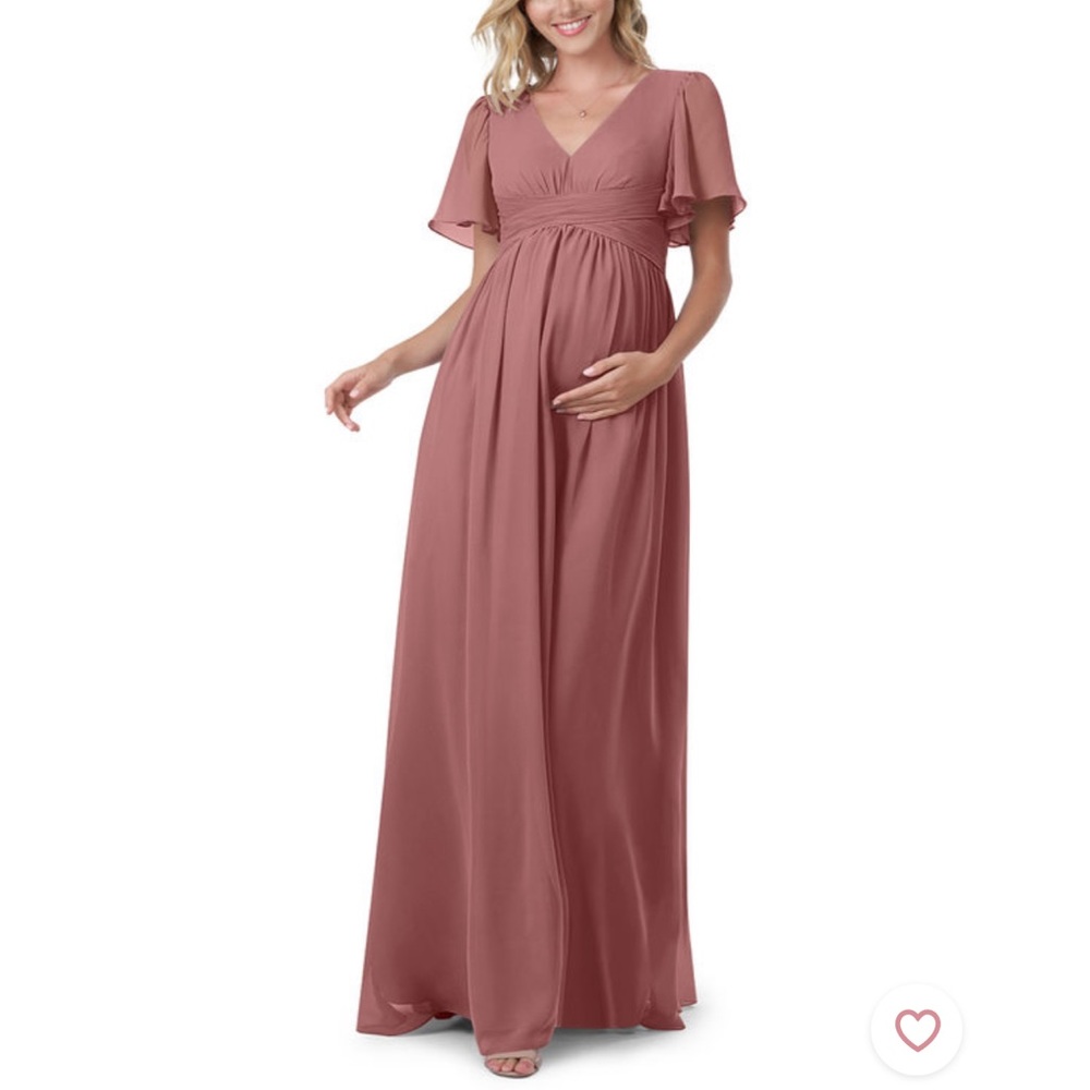 Azazie Verna Maternity Dress - Desert Rose